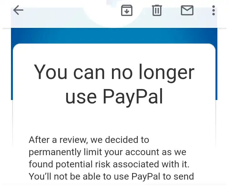 akun paypal diblokir setelah isi saldo